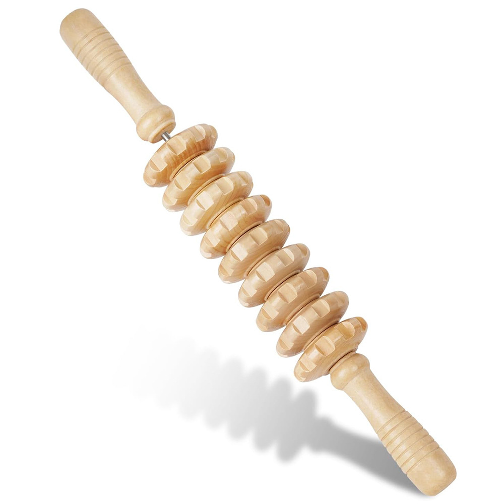 Reflexology Foot Roller - 1 Stück Holz-Massagegerät mit 9 Rädern