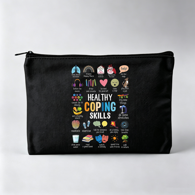 Health Wellness Mental Health - Kosmetiktasche mit Typografie-Print für die psychische