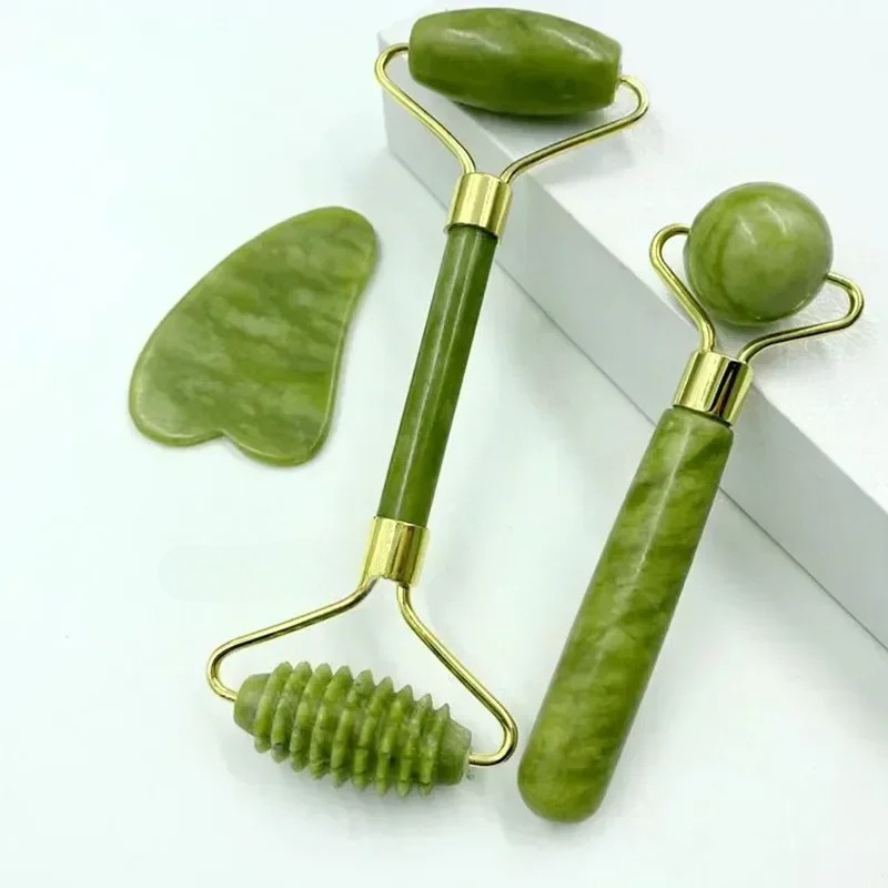 Reflexology Foot Roller - Natürliches Jade-Rollenmassagegerät, Schabebrett, Fußmassagerolle, Gesichtslifting und