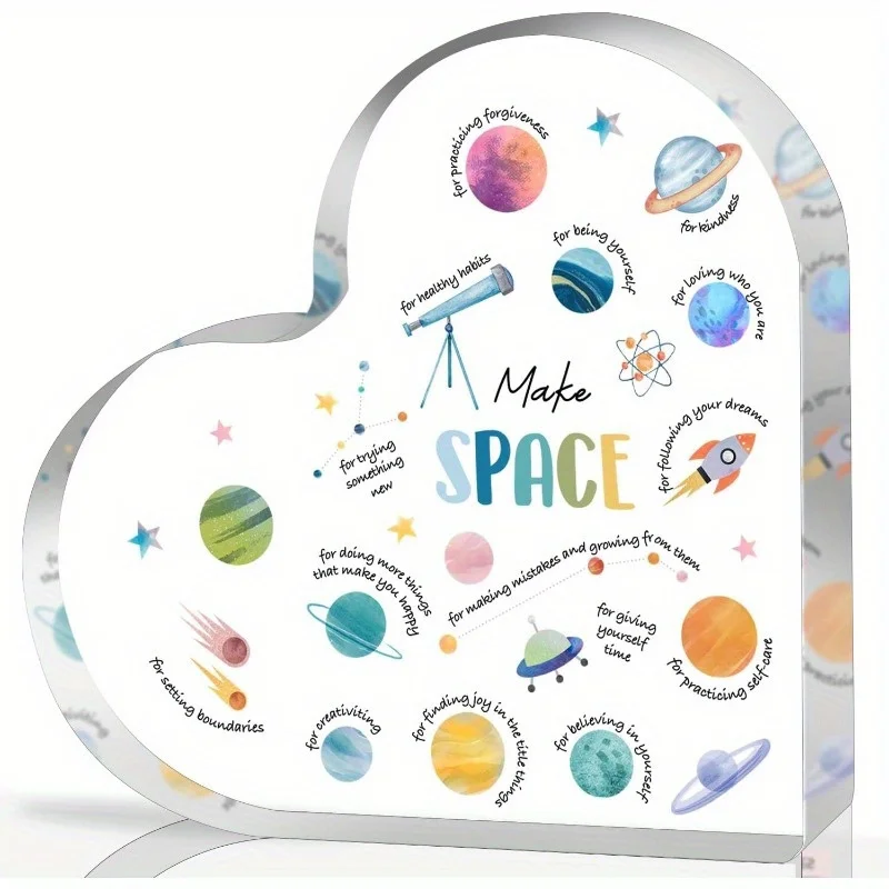 Health Wellness Mental Health - Acryl-Herz Psychische Gesundheit Deko - Therapeuten-Bürogeschenk,