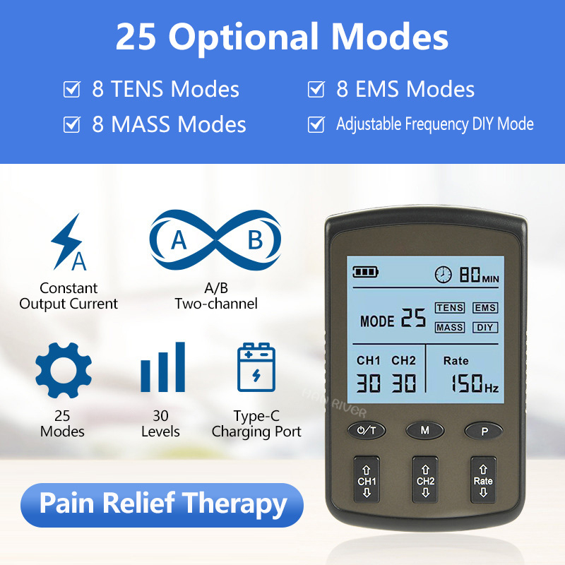 Tens Pain Relief Unit - Zweikanaliges elektronisches Impulsmassagegerät Tens Unit Muskelstimulator