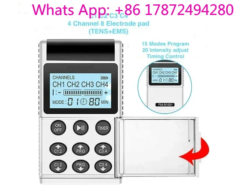 Tens Pain Relief Unit - 7000 4-Kanal-15-Modi-Schmerztherapiegerät für den Heimgebrauch, Physiotherapie-TENS-EMS-Gerät