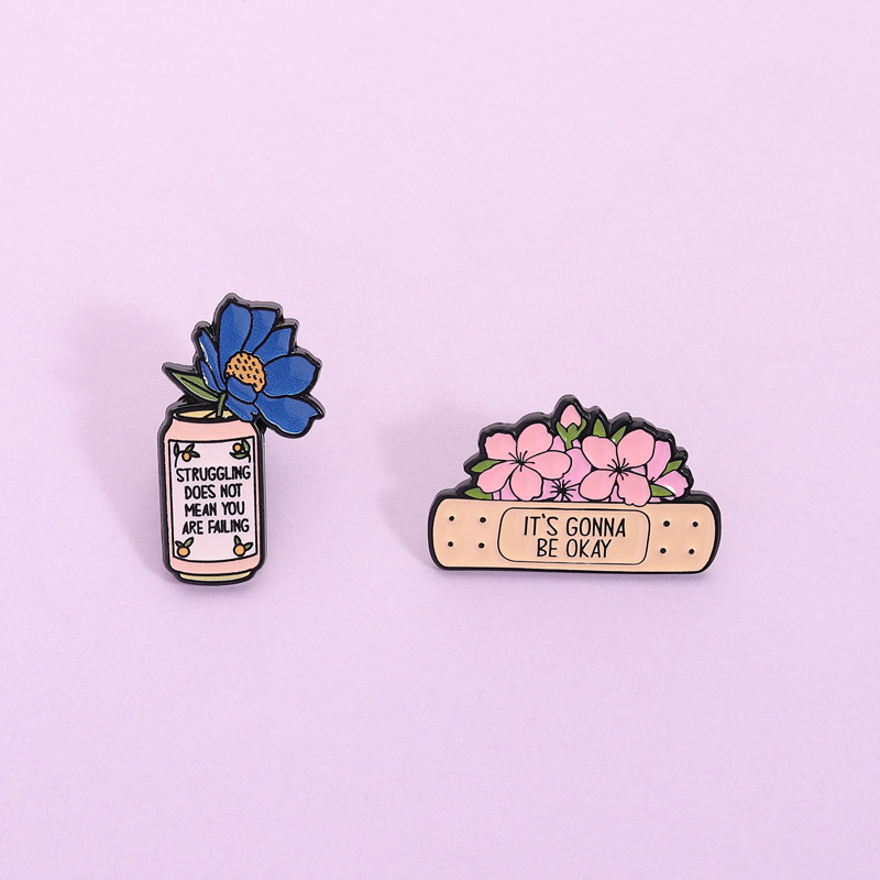 Health Wellness Mental Health - 2er-Set Emaille-Pins für psychische Gesundheit –