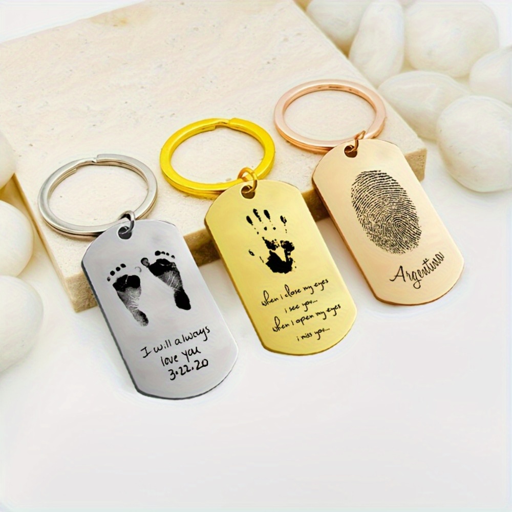 Health Wellness Gifts - Baby-Fußabdrücke, Handflächen, Fingerabdrücke, individueller Schlüsselanhänger aus