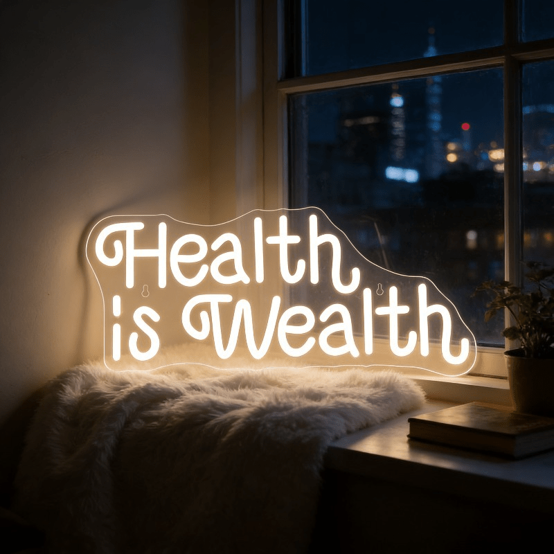 „Gesundheit ist Reichtum“ Neon – Health Wellness Lifestyle Bewertung und Preis