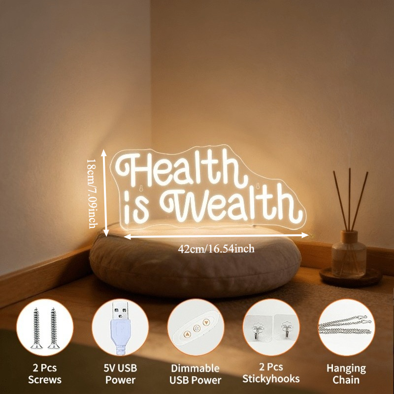 „Gesundheit ist Reichtum“ Neon – Health Wellness Lifestyle Bewertung und Preis