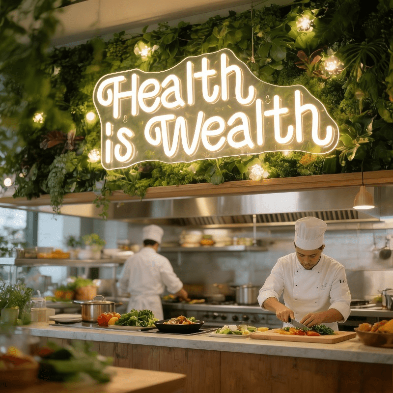 „Gesundheit ist Reichtum“ Neon – Health Wellness Lifestyle Bewertung und Preis